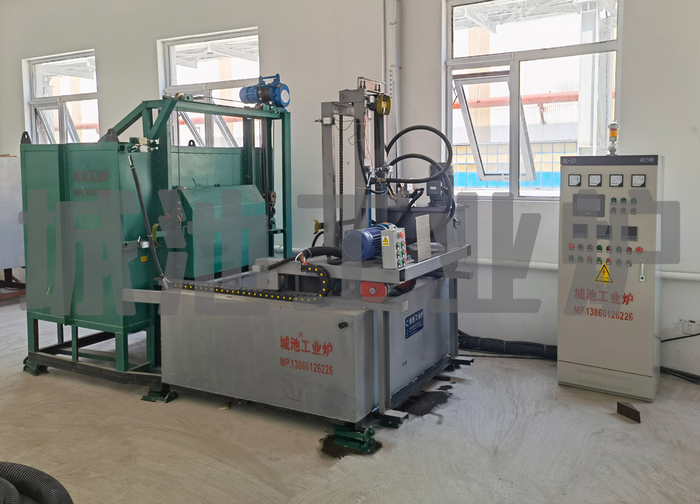 Experimental forklift type rapid quenching furnace customer site